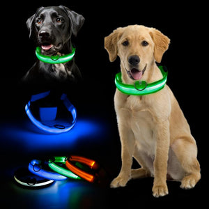 LED Glowing Dog Collar Luminous Collar Adjustable Dog Night Light Collar Pet Safety Collar For Small Dogs Cat Dog Accessories