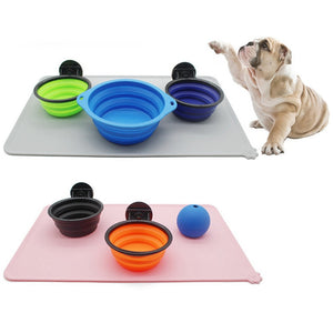 Waterproof Pet Feeding Mat for Dog Cat Silicone Pet Food Pad Pet Bowl Drinking Mat Dog Placemat Easy Washing Pet Bowl Cushion
