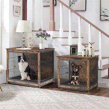Load image into Gallery viewer, BingoPaw Wooden Dog Crate with Double Doors Removable Tray Pet Cage House Playpen Furniture Kennel End Side Table