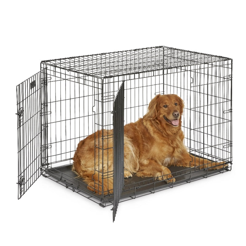 MidWest Homes For Pets Double Door Folding Metal Dog Crate Medium Toy XS XL Intermediate Large Dog Cage ( 24" 30" 36" 42" 48" )