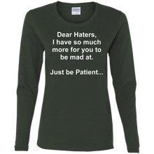 Load image into Gallery viewer, Haters White Text Ladies&#39; Cotton LS T-Shirt
