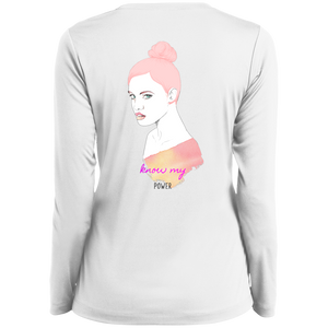 Cancer Girl Power Ladies' LS Performance V-Neck T-Shirt
