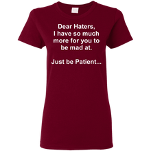 Load image into Gallery viewer, Haters White Text Ladies&#39; 5.3 oz. T-Shirt