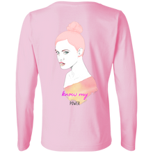 Load image into Gallery viewer, Cancer Girl Power Ladies&#39; LS Cotton T-Shirt