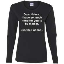 Load image into Gallery viewer, Haters White Text Ladies&#39; Cotton LS T-Shirt