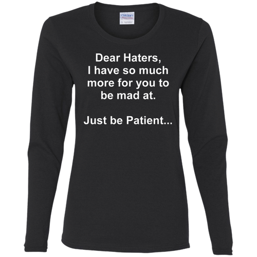 Haters White Text Ladies' Cotton LS T-Shirt