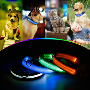 LED Pet Dog Cat Collar Luminous Safety Glow Necklace Flashing Lighting Up Collars For Puppy Cat Pet Supplies Cat Collars