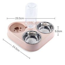Load image into Gallery viewer, 500ML Dog Bowl Cat Feeder Bowl With Dog Water Bottle Automatic Drinking Pet Bowl Cat Food Bowl Pet Stainless Steel Double 3 Bowl
