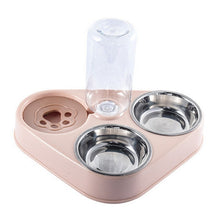 Load image into Gallery viewer, 500ML Dog Bowl Cat Feeder Bowl With Dog Water Bottle Automatic Drinking Pet Bowl Cat Food Bowl Pet Stainless Steel Double 3 Bowl
