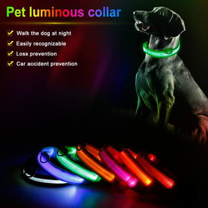 LED Glowing Dog Collar Luminous Collar Adjustable Dog Night Light Collar Pet Safety Collar For Small Dogs Cat Dog Accessories