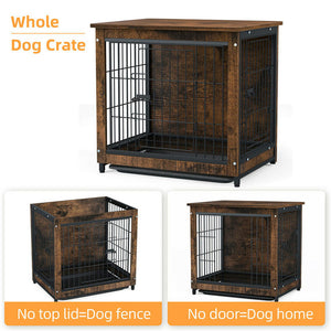 BingoPaw Wooden Dog Crate with Double Doors Removable Tray Pet Cage House Playpen Furniture Kennel End Side Table