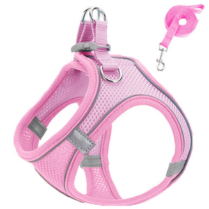 Pet Dog harness and leash set Reflective Breathable Harness Dog Adjustable Comfort Puppy harness outdoors travel Pet Supplies