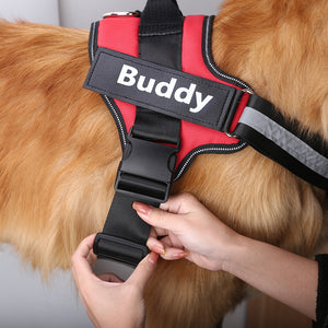 Dog Harness No Pull Reflective Breathable Pet Harness With Name For Dogs Custom Patch Adjustable Outdoor Walking Dog Supplies