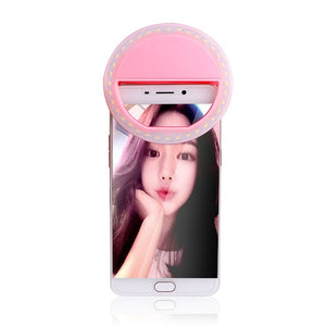 Selfie Portable Flash Led Camera Phone Photography Ring Light Enhancing Photography for iPhone Samsung Pink
