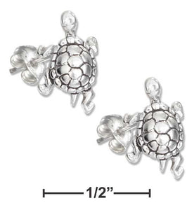 Sterling Silver Mini Turtle Earrings on Stainless Steel Posts and Nuts