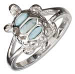Sterling Silver Larimar Turtle Ring