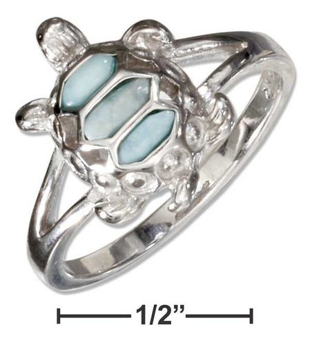 Sterling Silver Larimar Turtle Ring